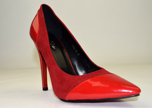 Дамски елегантни обувки - червен лак