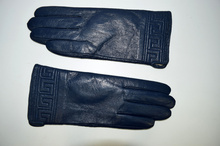 сини дамски ръкавици естествена кожа