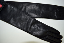 Дълги дамски ръкавици - 021 - ЕСТЕСТВЕНА КОЖА - черни