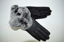 Дамски ръкавици ЕСТЕСТВЕНА КОЖА - 022 -с богат пух - сиви