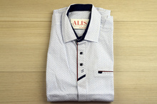 Спортно - елегантна мъжка риза - ANDREWS - 6XL бяла със сини и червени акценти