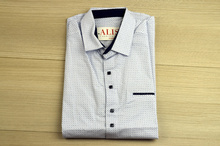 Спортно - елегантна мъжка риза - ANDREWS  - бяла със сини акценти до 6XL