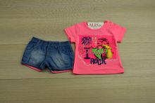 Комплект с къси панталонки - ROCK - розов от 12 до 36 месечни