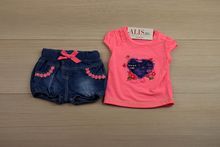 Комплект с къси панталонки - STAR - розов от 6 до 12 месечни