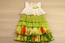 Свежа ежедневна детска рокля - зелена за 4 годишни