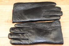 Мъжки ръкавици естествена кожа с дебела вата-код 0011- черни