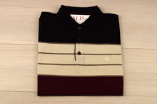 Мъжка тениска яка трицветна - RYS 05 -черно/бежово/бордо