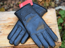 Дамски ръкавици ЕСТЕСТВЕНА КОЖА с много дебела подплата - код 044- черни