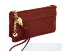Дамско портмоне тип малка чанта ЕСТЕСТВЕНА КОЖА -5025- DATE RED