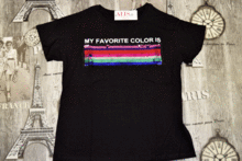 Дамска тениска -552- черна с пайети