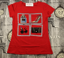 Дамска тениска -20120- с щампа/ червена