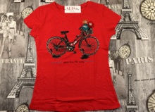 Дамска тениска с щампа колело -20212- червена