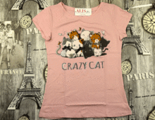 Дамска тениска CRAZY CAT-20009-  розова
