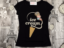Дамска тениска/ сладолед -20100- черна
