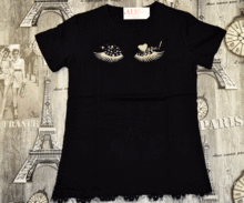 Дамска тениска с мигли -70883- черна