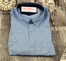 Мъжка риза с къс ръкав BIRINDELLI 12-2 до 6ХЛ - светло синя