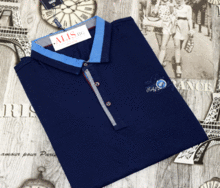 Мъжка тениска с яка - A.LACI 5765 - синя до 5ХЛ