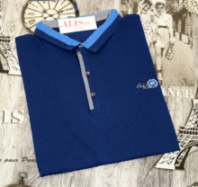 Мъжка тениска с яка - PARLEMENT 5765 - синя до 5ХЛ