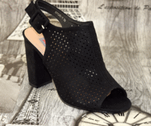Елегантни сандали на  ток - 17135 - черни