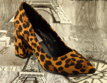 Елегантни дамски обувки на дебел ток - 17714 - тигрови