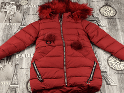 Дълго зимно яке за момичета - 907- от 8 до 16г. - червено