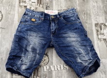 Мъжки къси дънки - 860 - сини с протрит ефект
