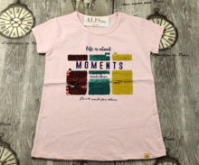 Юношеска тениска за момичета - 30764 - бледо розова от 6 до 14г.