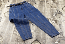 Дамски дънки с колан -390 - сини