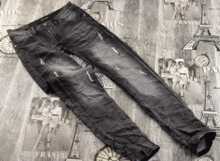 Мъжки дънки - 7126 - тъмно сиви с кръпки