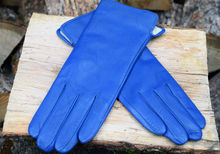 Дамски ръкавици ЕСТЕСТВЕНА КОЖА-код 064-кралско сини