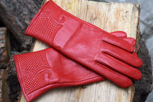 Дамски ръкавици ЕСТЕСТВЕНА КОЖА-код 072-червени