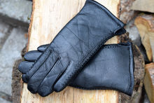 Дамски ръкавици ЕСТЕСТВЕНА КОЖА с много дебела вата-код 078-черни