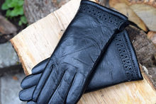 Дамски ръкавици ЕСТЕСТВЕНА КОЖА  с много дебела вата-код 079-черни