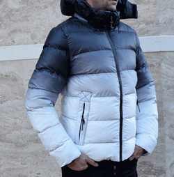 Мъжко зимно яке - 8792.3 - омбре черно към бяло