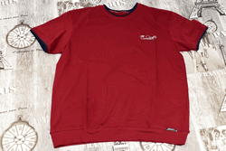 Мъжка тениска - 5825 - бордо с черен кант- до 5ХЛ