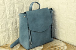 Дамска раничка тип чанта - 7416 - синя