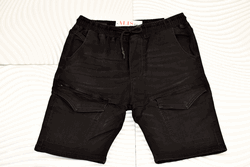 Мъжки къси дънки със странични джобове - 37688 - черни
