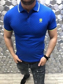 Мъжка тениска с якичка - 801 - синя