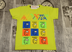 Забавна тениска за момчета - IMPOSTOR - светло зелена-от 6 до  12 г.