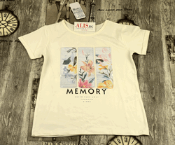 Тениска за момичета с цветя - 15737 - бяла-от 8 до 16 г.