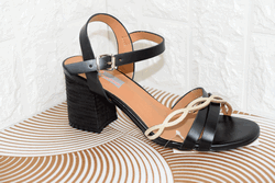 Елегантни дамски сандали на ток - 558012 - черни