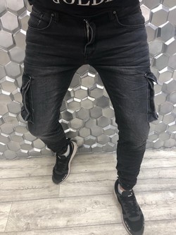 Мъжки сиви дънки със странични джобове - 869
