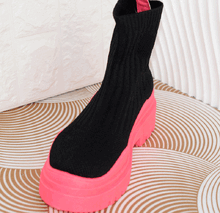 Дамски кецове тип чорап - 111 - с розова подметка