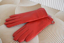 Дамски ръкавици ЕСТЕСТВЕНА КОЖА-код 093-червени