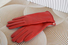 Дамски ръкавици ЕСТЕСТВЕНА КОЖА-код 086-червени