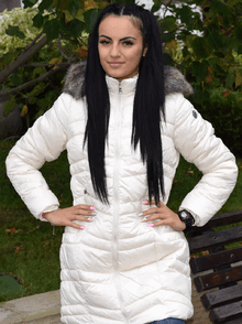 Дълго зимно дамско яке -1790- от М до 3ХЛ - бяло