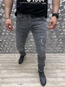 Модни мъжки дънки в сиво - 125 -