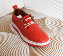 Дамски обувки от ЕСТЕСТВЕНА КОЖА - 63009 - червени