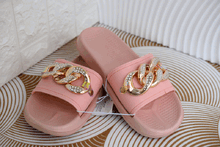Дамски чехли с катарама - розови