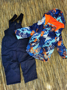 Детски зимен комплект за момче от 4 до 12-код 516-синьо с оранжево
